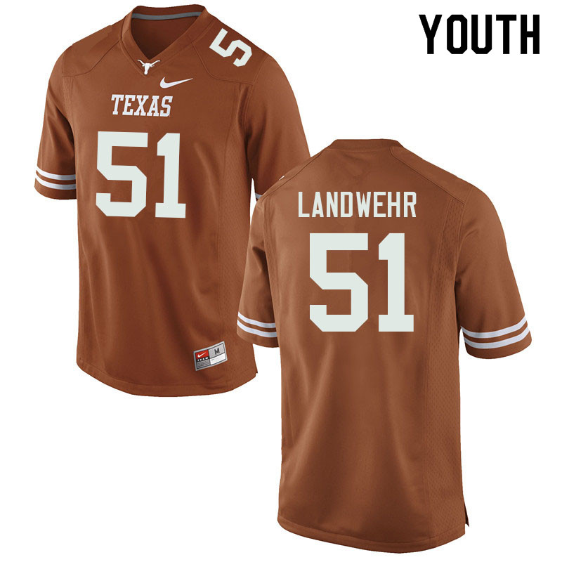 Youth #51 Marshall Landwehr Texas Longhorns College Football Jerseys Sale-Orange